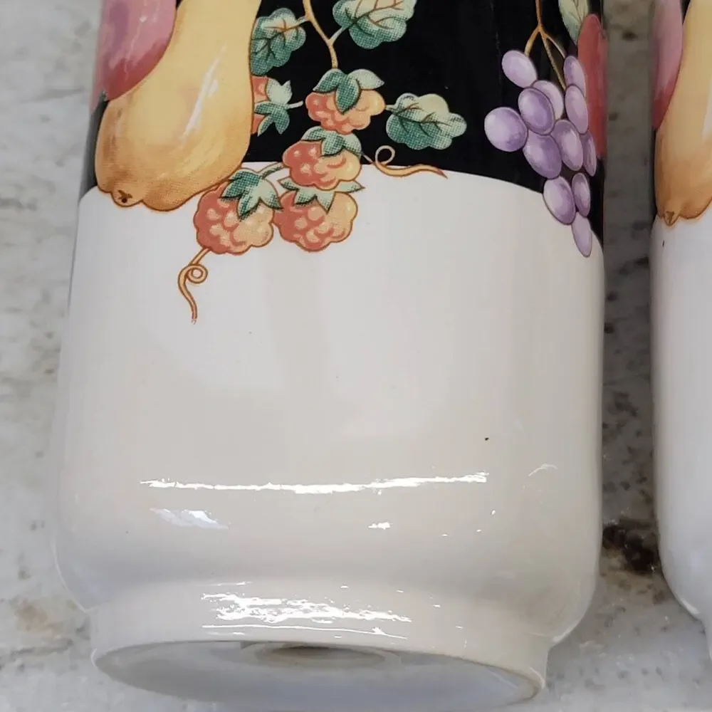 Vintage Sango Fanciful Fruit Covered Butter Dish Salt & Pepper Shaker Set 3pc